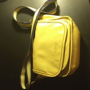 American leather co yellow leather crossbody bag